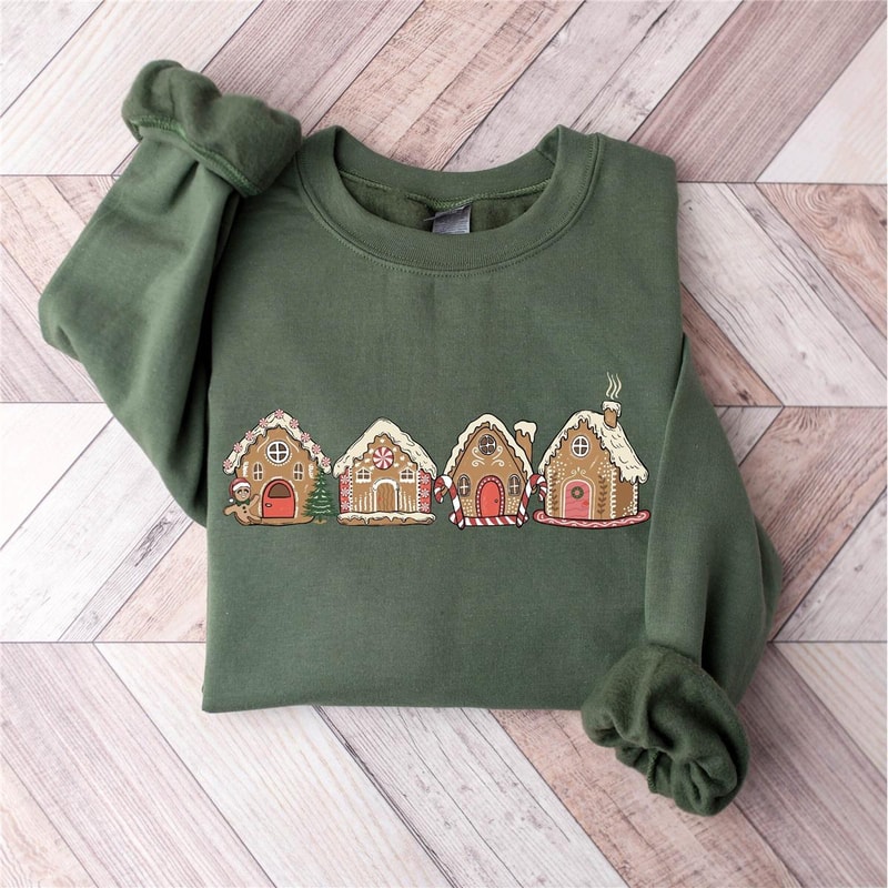 Gingerbread Cookie Houses Sweatshirt, Christmas Cookies Shir