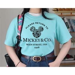 please return to mickey & co main street usa shirt, mickey and co breakfast at tiffany's sweatshirt, disneyland shirt, c