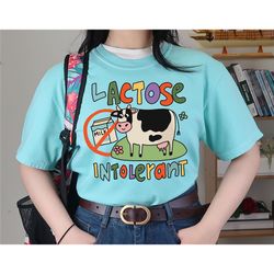lactose intolerant aesthetic shirt, retro milk 90s cute tee, funny shirts for friends, y2k funny meme shirt, 2000s shirt