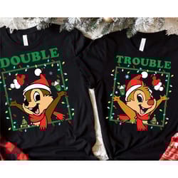retro chip n dale double trouble sweatshirt | disney christmas couple t-shirt | disneyland holiday season tee | disneyla
