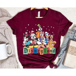 retro mickey and friends disneyland christmas sweatshirt | mickey minnie donald daisy pluto goofy t-shirt | disney chris