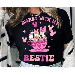 minnie mouse and daisy duck with balloons tea cup shirt | best friends disneyland matching t-shirt | funny disney tee |