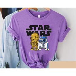 retro disney star wars shirt | r2-d2 and c-3po cute cartoon graphic t-shirt | galaxy's edge | star wars day tee | star w