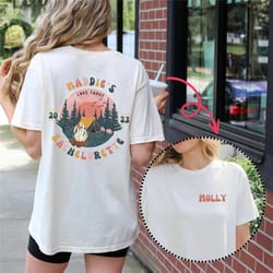 camp bachelorette shirts, lake bachelorette party matching shirts, personalized retro camping bachelorette party tees, r