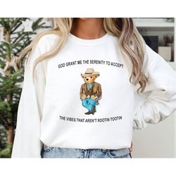 god grant me the serenity to accept the vibes that arent rootin tootin sweatshirt, serenity bear hoodie, trendy unisex s