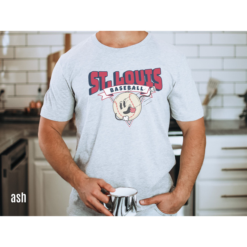 St. Louis Cartoon Baseball Shirt, Retro 90s Throwback Shirt, Vintage Style Base Ball T-shirt, Gameday Apparel, STL Sports Fan Gift Idea.jpg