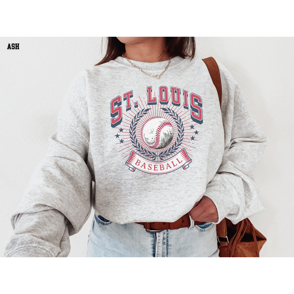 St. Louis Sweatshirt, Retro Style, Vintage Style Shirt, 90s Throwback Sweatshirt, STL Sweaters, Baseball, Sports Fan Gift Ideas, Womens.jpg