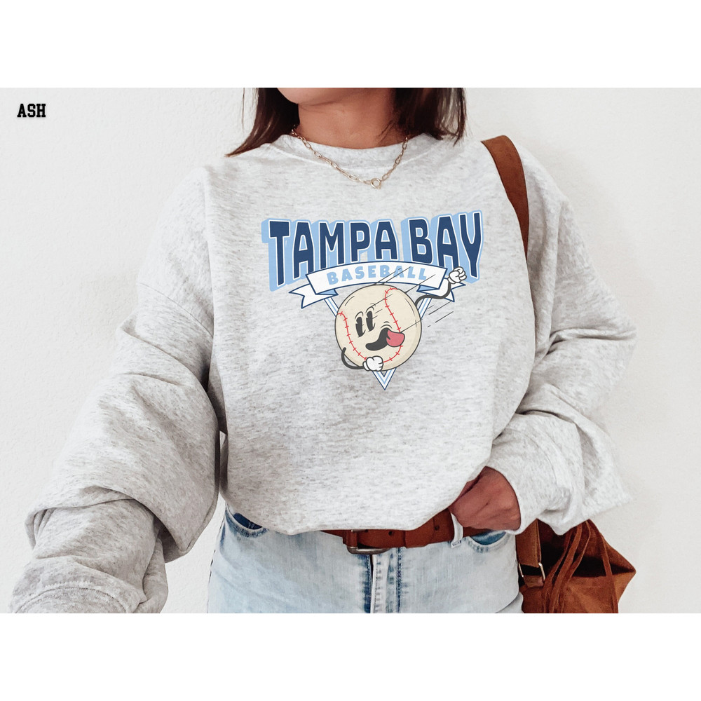Tampa Bay Sweatshirt, Retro Vintage Style Shirt, 90s Cartoon Throwback Sweatshirt, TB Florida, Sports Fan Gift Idea, Baseball, Womens.jpg