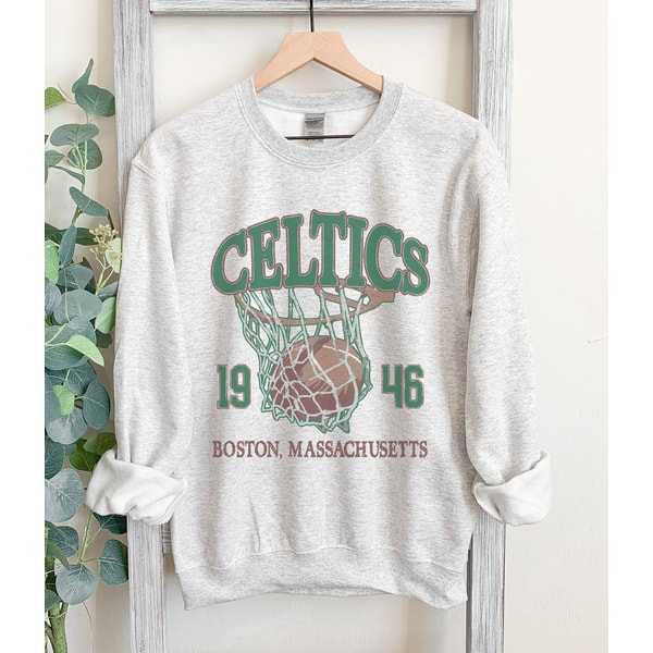 Retro Celtics Basketball sweatshirt in classic gray, basketball, oversized, unisex, gift for fan, 90S.jpg