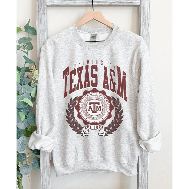 Retro Texas A M Oversized sweasthirt in Gray, Texas A M College, Texas A&M Aggies , Gift For Fans, Oversized, Unisex.jpg