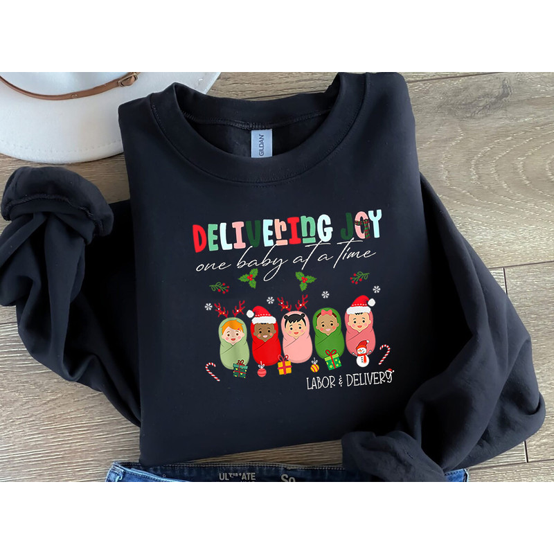 Delivering Joy Labor And Delivery Christmas Sweatshirt, L&D Nurse Christmas Sweater, Holiday Labor Nurse Gift, Birthday Specialist gift.jpg