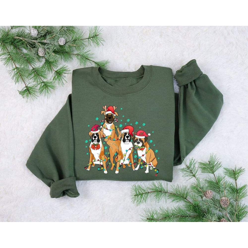 Dog Christmas Boxer Sweatshirt, Christmas Dog Sweater, Dog Mom Shirt, Cute Dogs T-shirt, Dog Lover Crewneck, Dog Owner Gift, Christmas gift.jpg