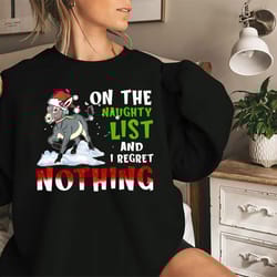 donkey christmas on the naughty list and i regret nothing t-shirt, christmas matching family, christmas outfits, naughty