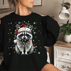 funny christmas cute santa racoon sweatshirt christmas racoon hoodie raccoon lover gift raccoon lover crewneck funny