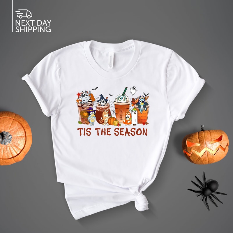 Halloween Coffee Tis The Season Shirt Fall Thanksgiving Pumpkin Coffee Latte Halloween Matching Shirt MRV2426.jpg
