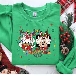 minnie mouse and daisy duck christmas shirt, gift for her shirt, mickeys very merry xmas tee, disney magic kingdom famil