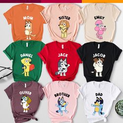 personalized family shirt bluey birthday party shirt custom bluey family shirts bluey toddler shirt custom birthday matc