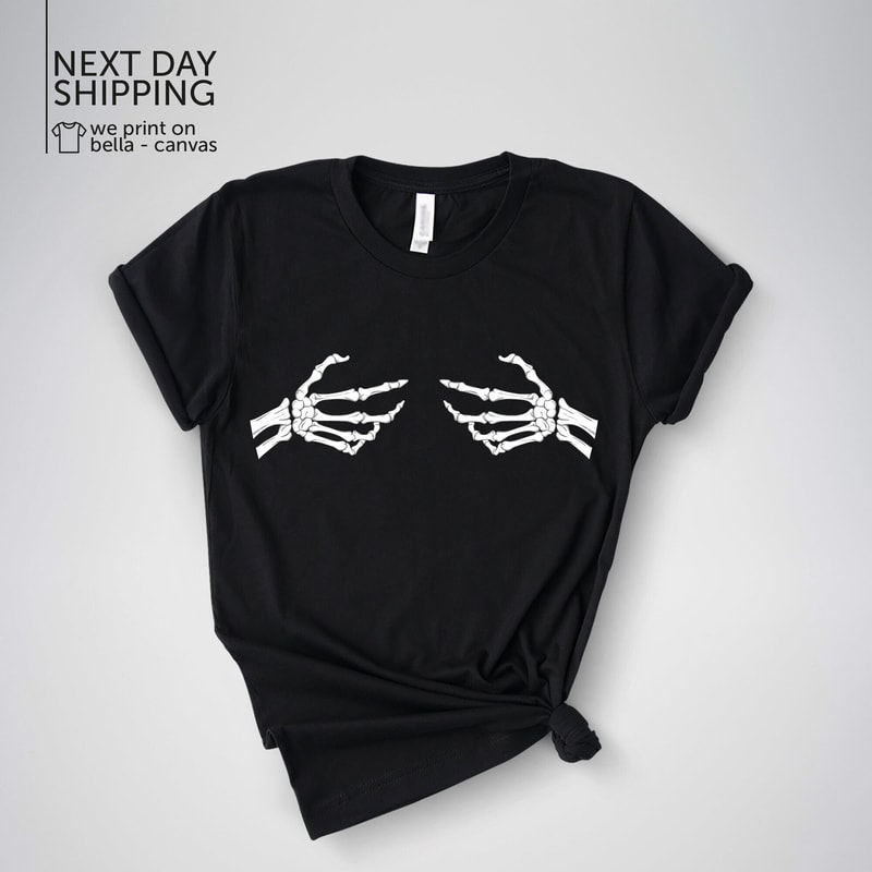 Skeleton Hands Bra Women's T-Shirt Bones Funny October Happy Halloween Tee Pumpkin Party Spooky Scary Horror Autumn Fall Sweatshirt MRV2188.jpg