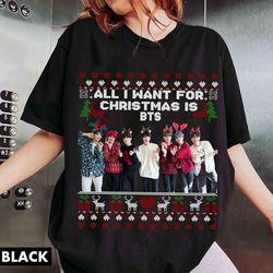 bts ugly christmas sweatshirt, all i want for christmas is bts shirt, bangtang shirt, kpop christmas shirt, gift for kpo