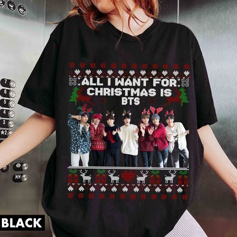 BTS Ugly Christmas Sweatshirt, All I Want For Christmas is BTS Shirt, Bangtang Shirt, Kpop Christmas Shirt, Gift for Kpop Fan Tee..jpg