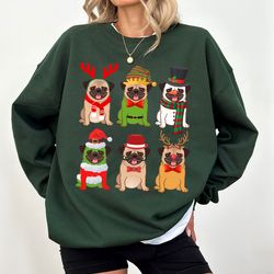 christmas pug dog sweatshirt, christmas dogs crewneck, christmas dog jumper, christmas dog mom era, pitbull dog hoodie,
