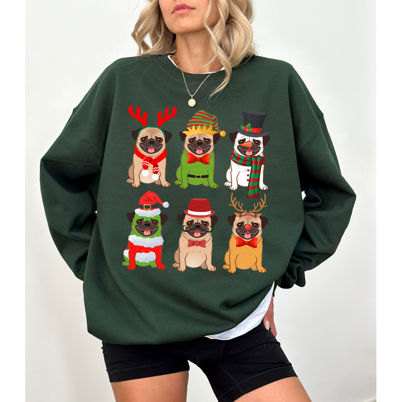 Christmas Pug Dog Sweatshirt, Christmas Dogs Crewneck, Christmas Dog Jumper, Christmas Dog Mom Era, Pitbull Dog Hoodie, Pitbull Shirt.jpg