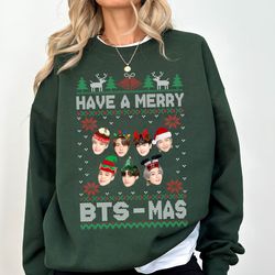 have a merry bts ugly christmas sweatshirt, bangtan shirt, kpop christmas shirt, christmas gift for kpop fan tee, bts sh