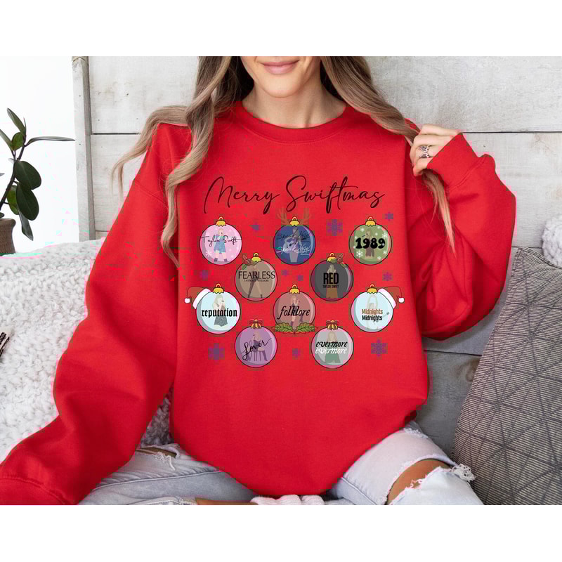 Merry Swiftmas Tshirt, Cute Famous Christmas Ball Sweatshirt, Eras Tour Merch, Merry Swiftmas Hoodie, TS Movie Tour Concert Eras, Xmas Gift.jpg