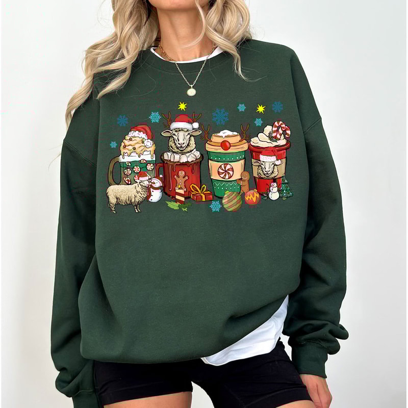 Sheep Christmas Coffee Sweatshirt, Christmas Sheeps Sweater, Christmas Coffee Sweatshirt, Sheep Lover Christmas T-Shirt, Christmas Gifts.jpg