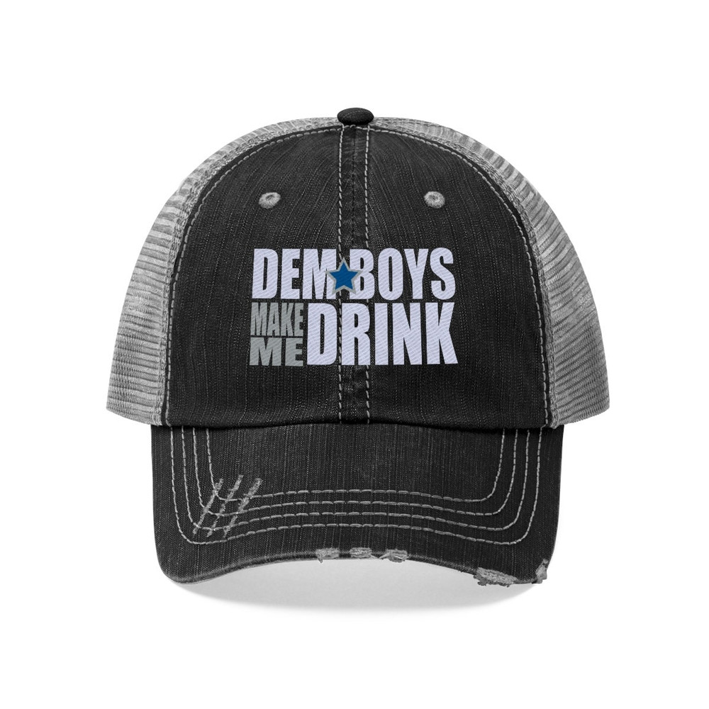 Dallas Football Dem Boys MakeMeDrink Embroidered Funny Trucker Hat for Men Women.jpg