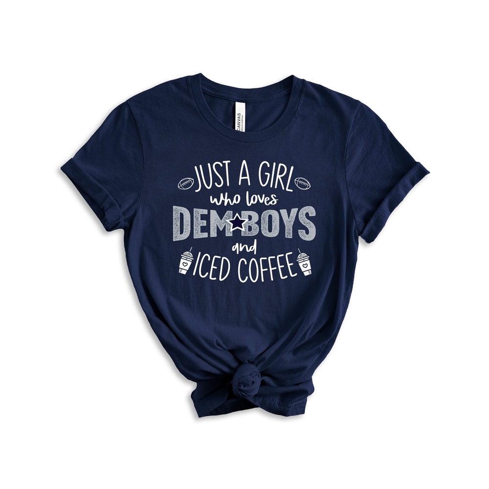 Dem Boys and Iced Coffee Funny Football Coffee Fan Shirt for Women.jpg