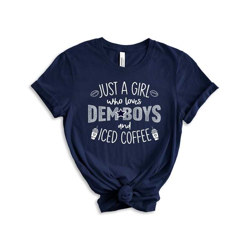 Dem Boys and Iced Coffee Funny Football Coffee Fan Shirt for Women.jpg