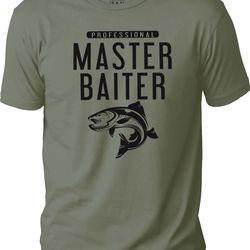 fishing gifts for men master baiter shirt for man bass fishing tshirt - dad christmas gifts - fishy tee t-shirt, husba