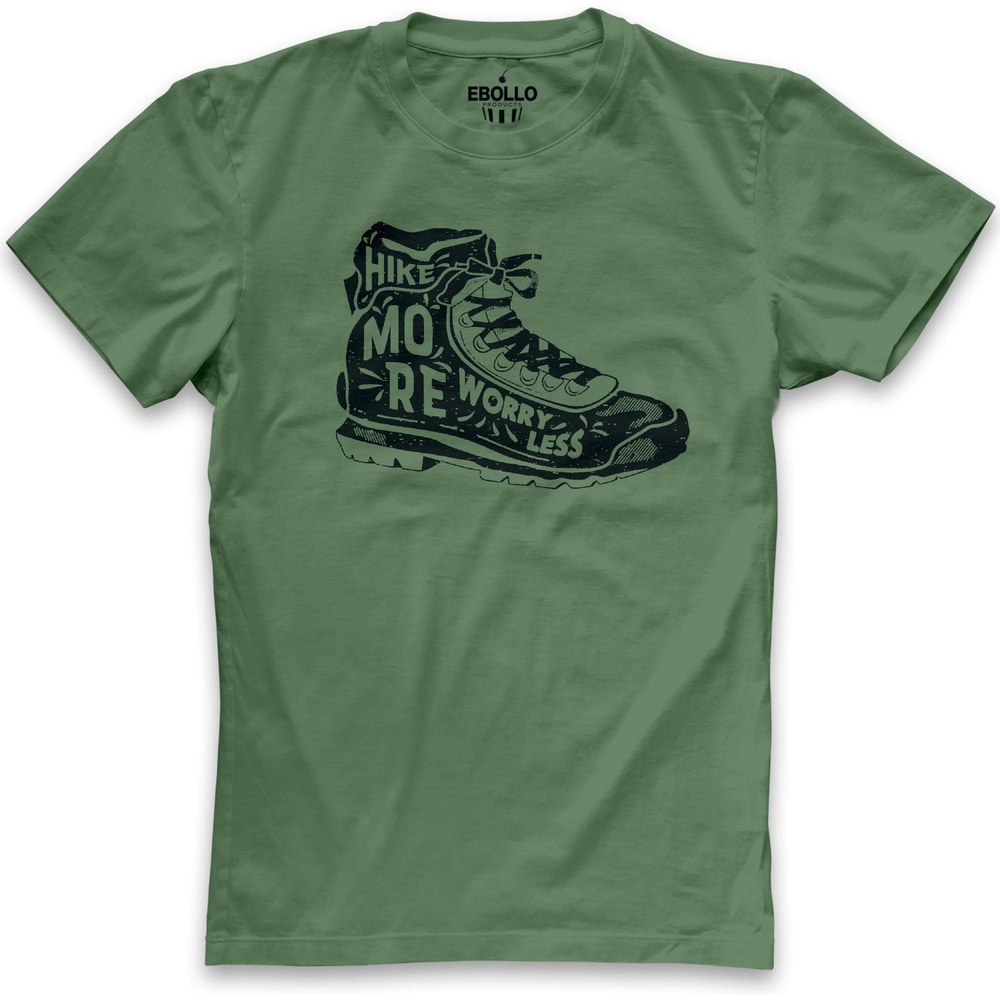 Hiking Shirt Hike More Worry Less Shirt Funny Shirt Men - Hiking Boot Tee - Fathers Day Gift - Camping T Shirts - Vacation Trip Tshirt.jpg