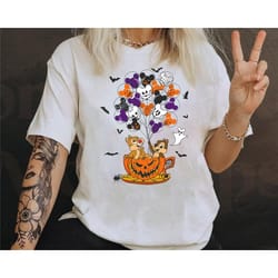 chip n dale with mickey balloons pumpkin tea cup shirt | disney halloween t-shirt | mickey's not so scary halloween part