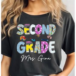 personalized second grade teacher shirt, preschool teacher shirt, back to school, first day of preschool, retro 2nd grad