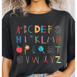 alphabet doodle teacher shirt, abc teacher t-shirt, kindergarten teacher shirt, teacher shirt, fall teacher, gift for te