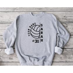 personalization volleyball team name and number sweatshirt, game day sweatshirt, volleyball sweatshirt, volleyball lover