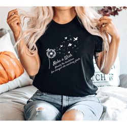 dandelion t-shirt, make a wish tee, dandelion make a wish shirt, wish shirt, wildflower shirt. unisex soft and comfortab