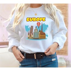 europe sweatshirt, rome sweater, europe travel gifts, paris sweatshirt, air balloon shirt - unisex heavy blend crewneck