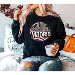 madrid sweatshirt, madrid travel gifts, spain sweater, madrid skyline sweatshirt - unisex heavy blend crewneck sweatshir