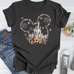 disney ear castle shirt, disney castle floral shirt, mouse ear castle shirt, watercolor castle shirt, magical kingdom fa