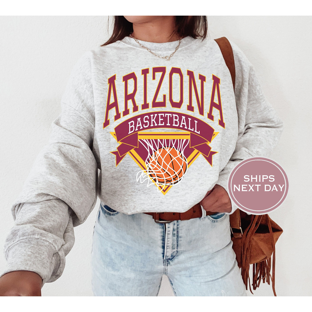 Arizona Sweatshirt - Arizona Basketball Sweatshirt - Temple Arizona Crewneck - College Basketball - Retro Arizona Sweatshirt -.jpg