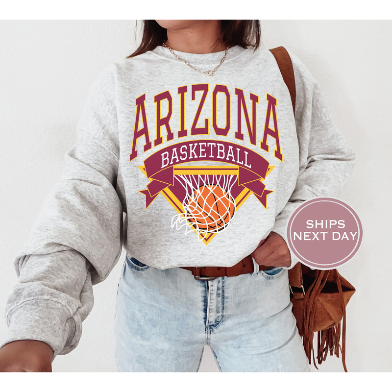 Arizona Sweatshirt - Arizona Basketball Sweatshirt - Temple Arizona Crewneck - College Basketball - Retro Arizona Sweatshirt -.jpg