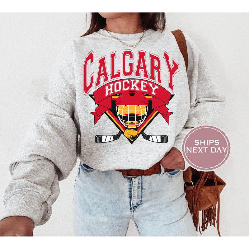 Calgary Sweatshirt - Calgary Hockey Sweatshirt - Retro Calgary Hockey Crewneck - Ice Hockey Sweatshirt - Vintage Calgary Sweatshirt.jpg