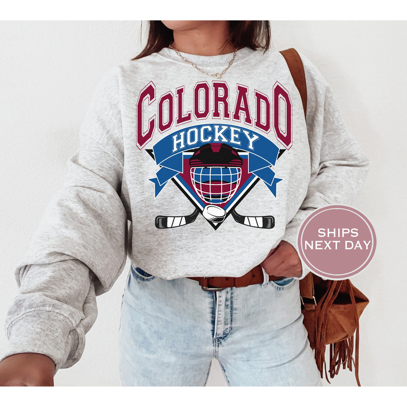 Colorado Sweatshirt - Colorado Hockey Sweatshirt - Retro Colorado Hockey Crewneck - Ice Hockey Sweatshirt - Vintage Colorado Sweatshirt.jpg