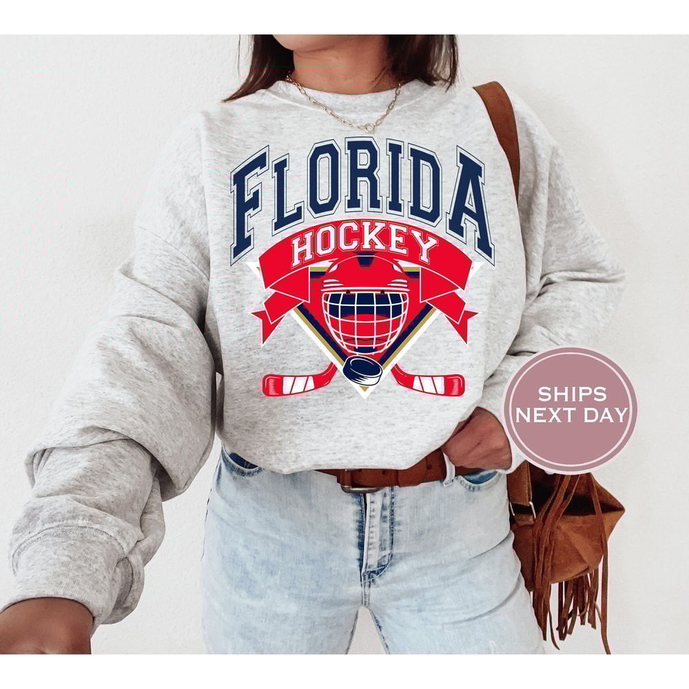 Florida Sweatshirt - Florida Hockey Sweatshirt - Retro Florida Hockey Crewneck - Ice Hockey Sweatshirt - Vintage Florida Sweatshirt 1.jpg