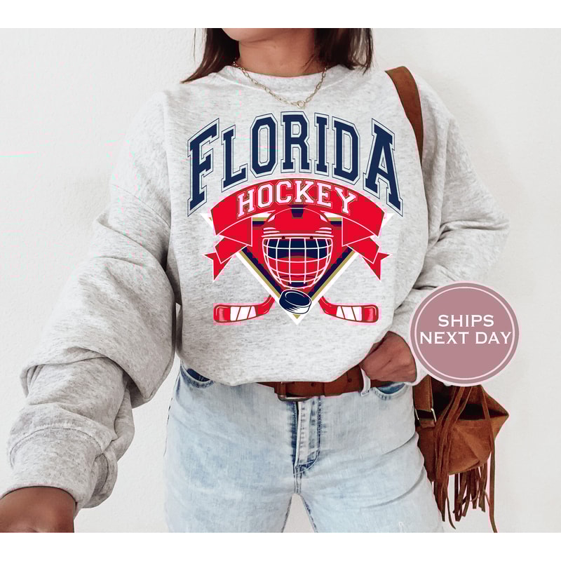 Florida Sweatshirt - Florida Hockey Sweatshirt - Retro Florida Hockey Crewneck - Ice Hockey Sweatshirt - Vintage Florida Sweatshirt 1.jpg