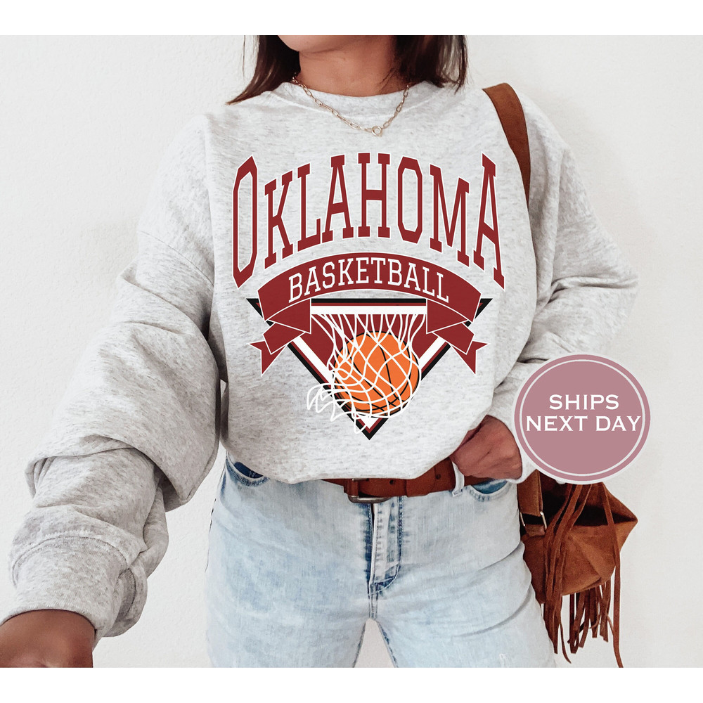 Oklahoma Sweatshirt - Oklahoma Basketball Sweatshirt - Retro Oklahoma Crewneck - Norman Oklahoma Sweatshirt - College Basketball.jpg