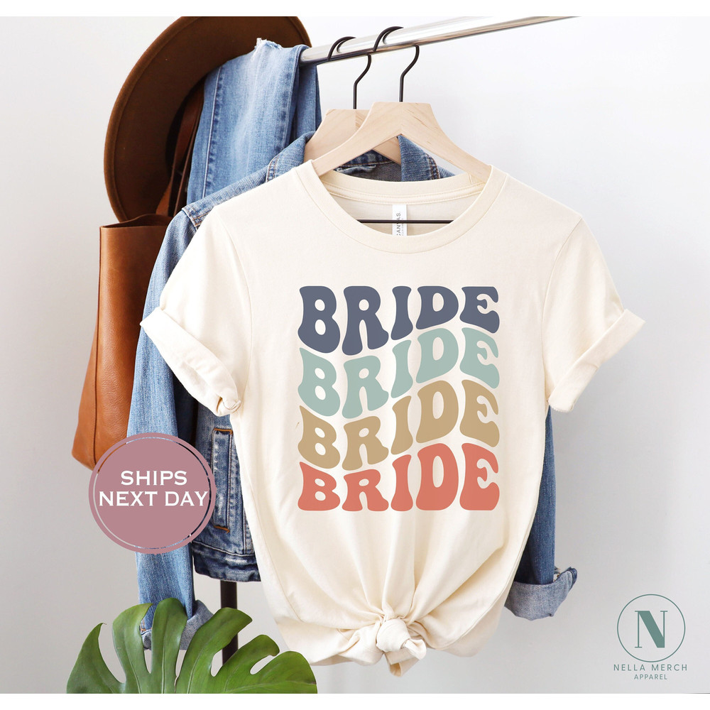 Retro Bride Shirt - Wifey Shirt - Wavy Wifey Tee - Bride Tribe Shirt - Grovy Bride Wife Shirt - Natural Shirt.jpg